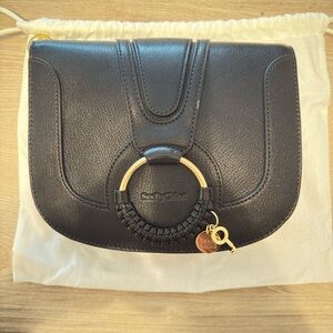 See By Chloe Black Leather Crossbody Bag with Gold Accents